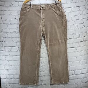 L L Bean Pants Womens sz 20 Petite Velour Straight Leg Tan Flaws